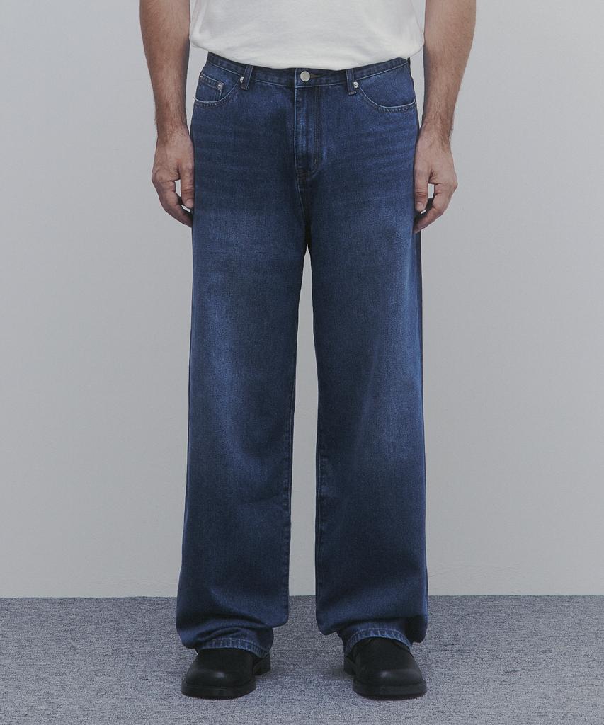 ANDAGAIN Straight Essential Denim Pants (Dark Blue