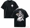 Stylish Washed Black Anime Maid Girl Casual Cotton Short-Sleeve Comfort Fahion T-Shirt