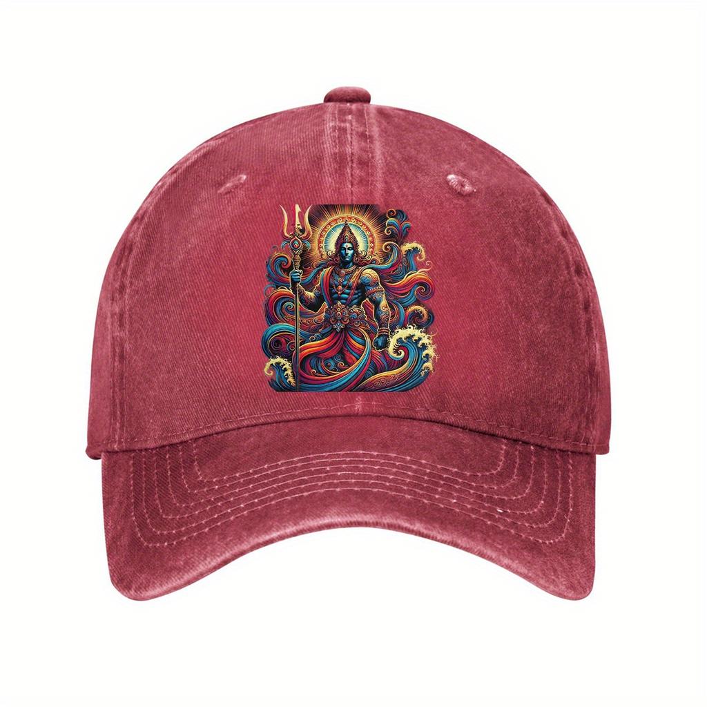 Lord Shiva Trident Indian God Graphic Baseball Cap Adjustable Cotton Casual Sun Protection Hat
