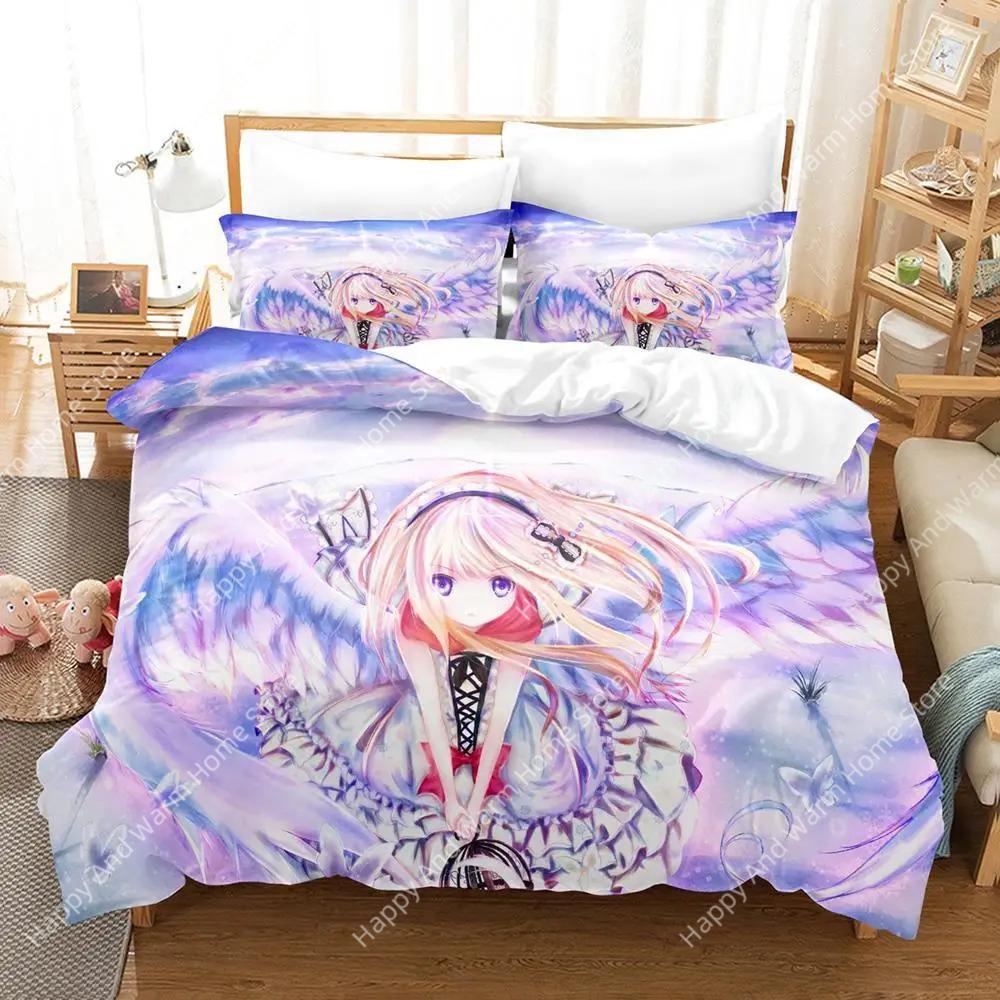 

Angel Girl Bedding Set Single Twin Full Queen King Size Bed Set Adult Boys Bedroom Duvetcover Sets Anime Parure De Lit Bed EU Single(135*200cm)3pcs
