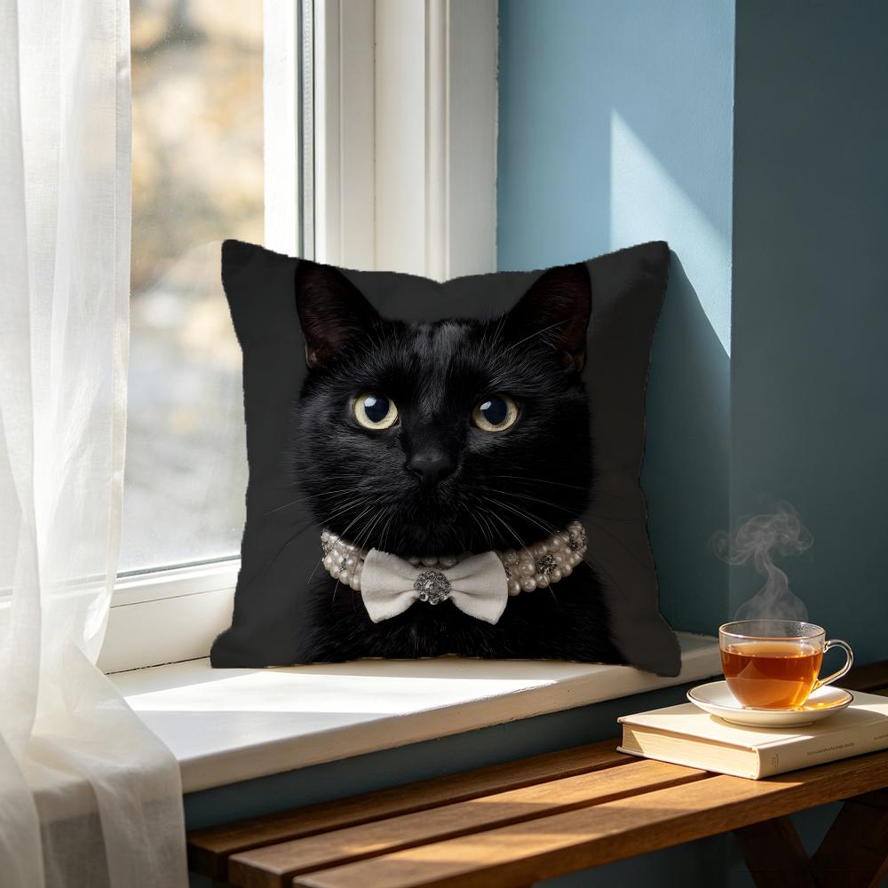 Cute bblack cating Cushion Cover Cushion Cover Set Pcs x x x Pillowcase Decorative Sofa Home Decor