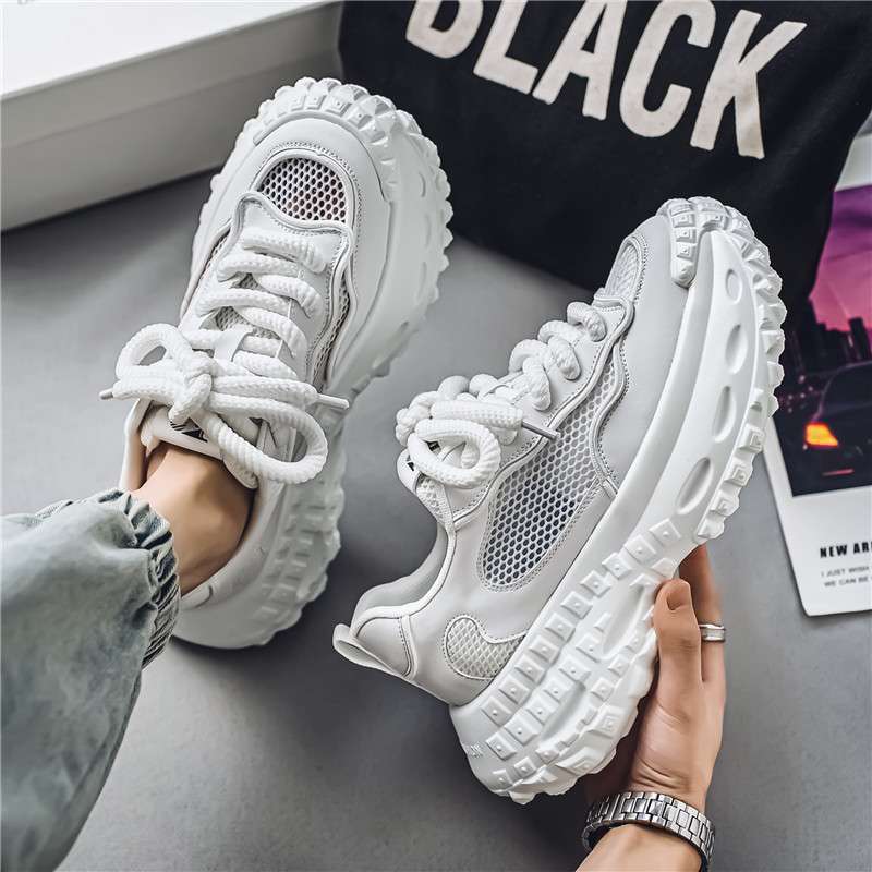 Men's Spring Shoes Tire Sole Mesh Height-enhancing Dad Shoes Summer Versatile Casual Sports Shoes