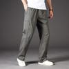 Man Casual Cargo Pants Zipper Pockets Big and Tall Sports Outdoor Outfits Khaki Grey Men's Trousers