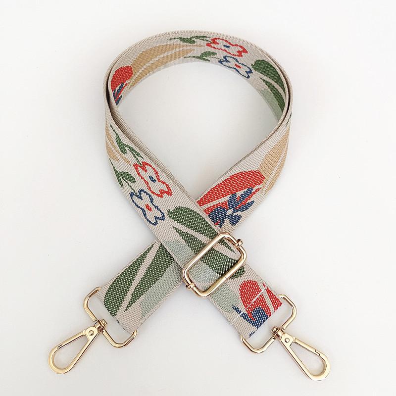 

New Women s Bag Accessories Leaf Plant Wide Bag Strap Embroidered Canvas Ribbon One Shoulder Crossbody Adjustable Bag Strap
