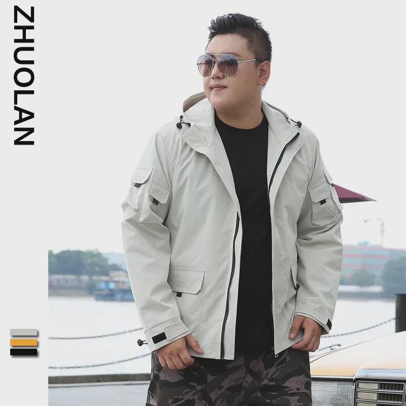 Hooded Workwear Jacket for Plus-Size Men - Loose Fit, Zip-Up, Available In XXL, Supports Up To 300 Pounds