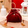 Red Sweets Chocolate Packing Bag Velvet Drawstring Pouch Handbag Wedding Candy Packaging Bags