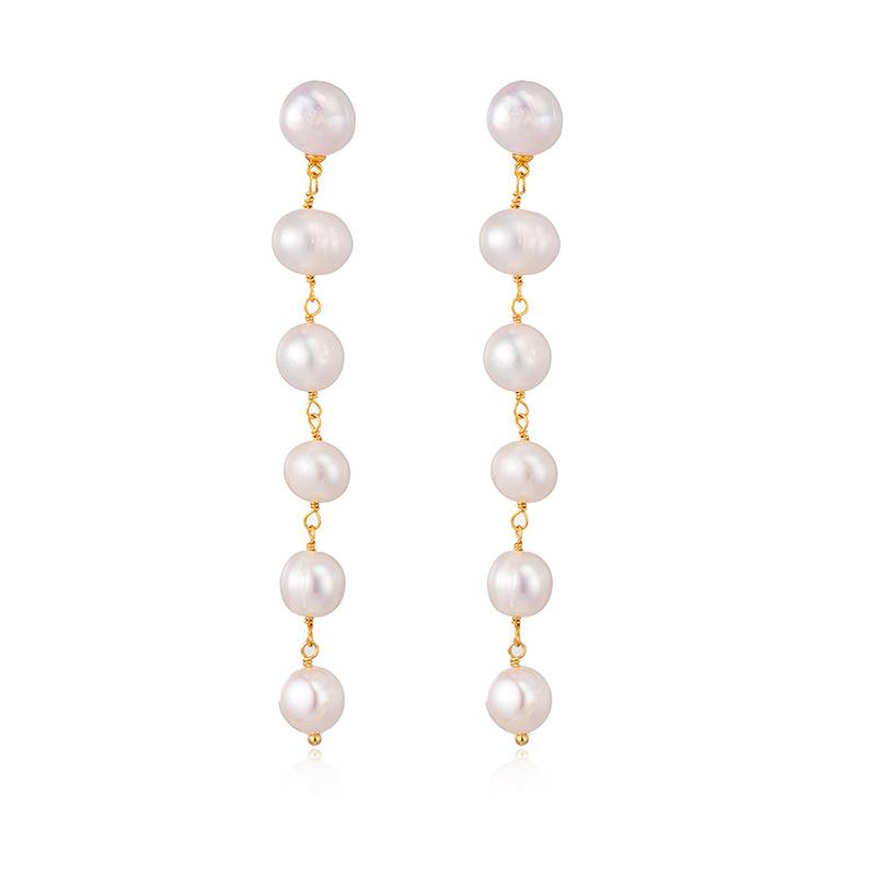 Natural Baroque pearl long fringed earrings, special-shaped pearl series earrings, gentle and elegant temperament earrings.