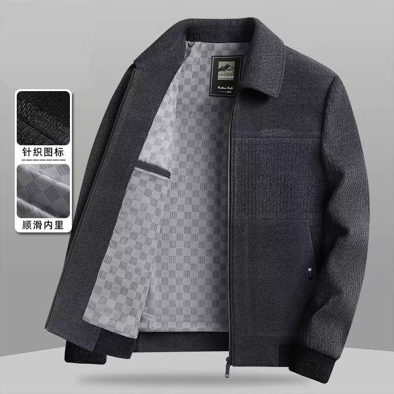 Spring and Autumn New Dad Jacket Medium and Old Jacket Men's Middle-aged Men's Loose Lapel Chenier Casual Jacket