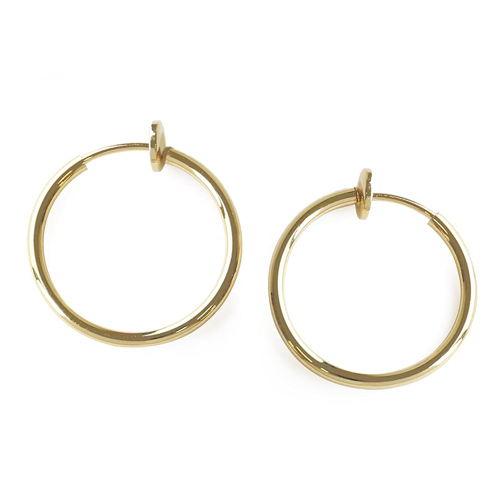 

JewelVOX Earrings Nickel Free Hoop Simple Metal Hypoallergenic Hoop Earrings Gold Select [Jewel Box] 2.0cm Non-pierced