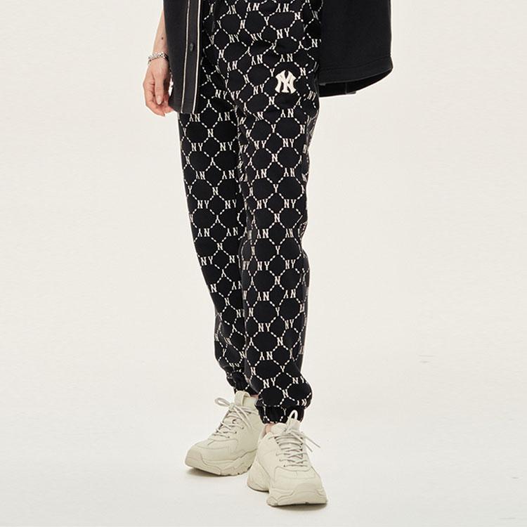 New MLB Old Flower Knitted Sweatpants Unisex Black 3APTM0114-50BKS