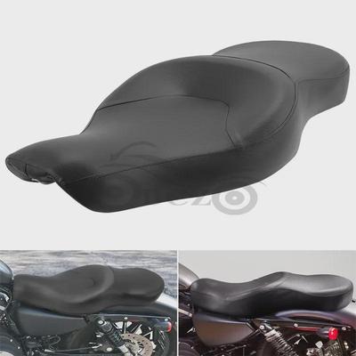 Harley XL883/1200N883 Leather Double Seat Cushion: Thickened One-piece Design, Perfect for Modified Harley Seats.