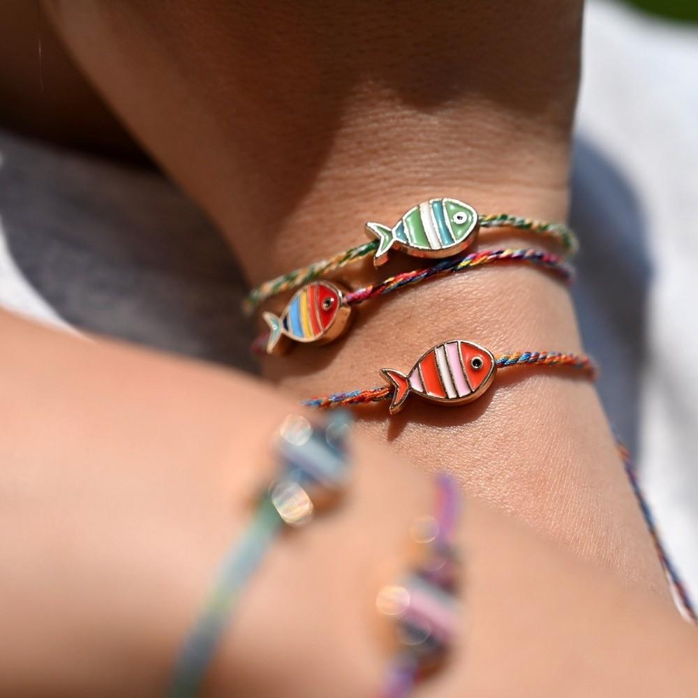 1 pcs Bohemian Print Fish Pendant Bracelet Adjustable Hand-Woven Rope Bracelet  Women Girls