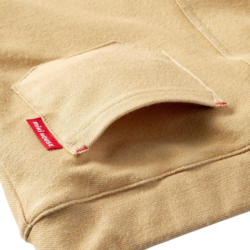 MIKI HOUSE Stretch Denim Pants, Solid Color, 80cm, Beige, for Boys and Girls, Size 10-3262-578