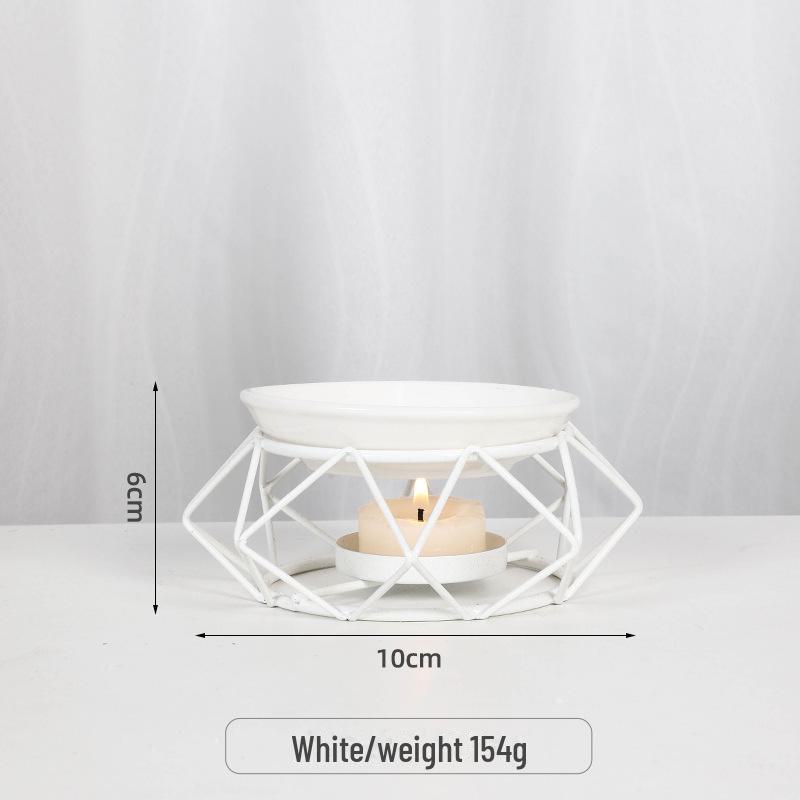 Lampă de aromaterapie transfrontalieră din fier și ceramică: Arzător de uleiuri esențiale și suport de tămâie pentru sfeșnic de birou.