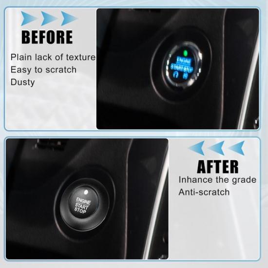 Car Engine Start Stop Button Cover Kit Sticker for Ford Explorer Hybrid Black