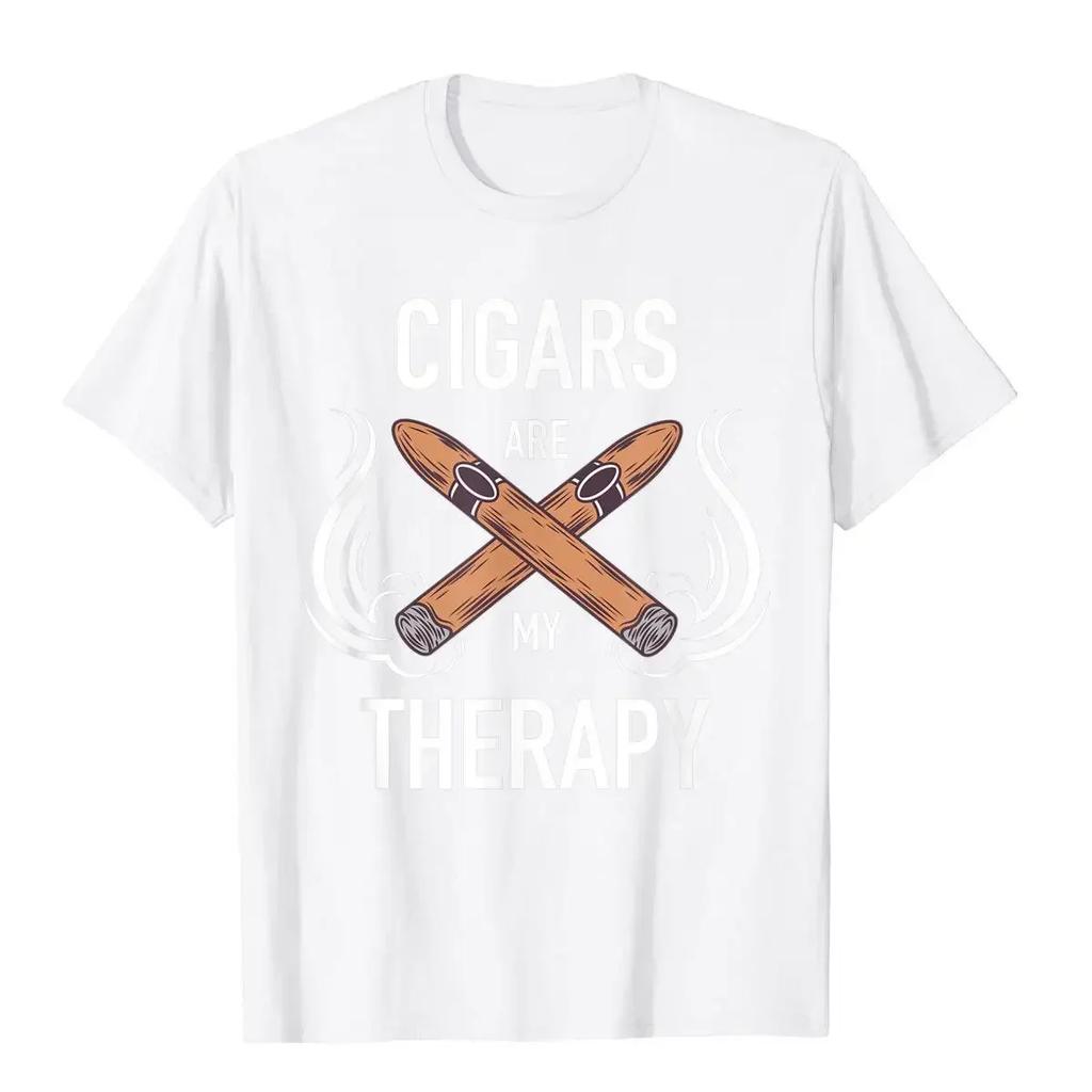 Comfort Creativity Funny Streetwear Short-sleev Fun Cigar Smoker Tshirt Cigar Is My Therapy Gift for Comfort Tops Male Shirt