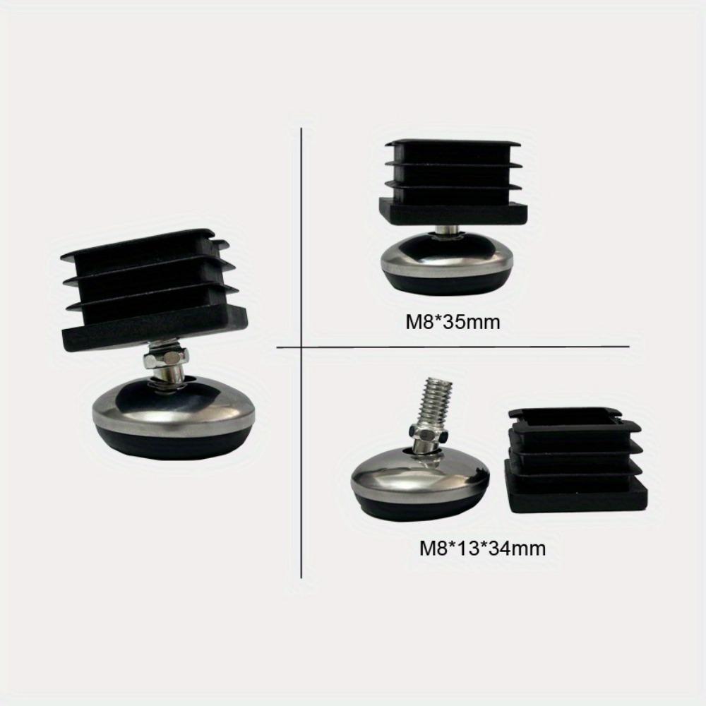8 Pcs Adjustable Furniture Leveling Feet - Swivel Base, Threaded Furniture Glide Pads for Tables, Chairs, Stools Metal Finish