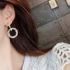 Rhinestone Ear Clips Round Diamond Earrings Elegant Hoop Earrings  Woman Girls
