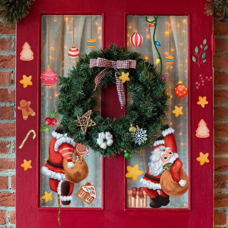 Christmas Window Stickers Santa Claus Snowman Deer Snowflake Glass Decal for New Year Decoration 2026 Room Home Decor Kids Gifts