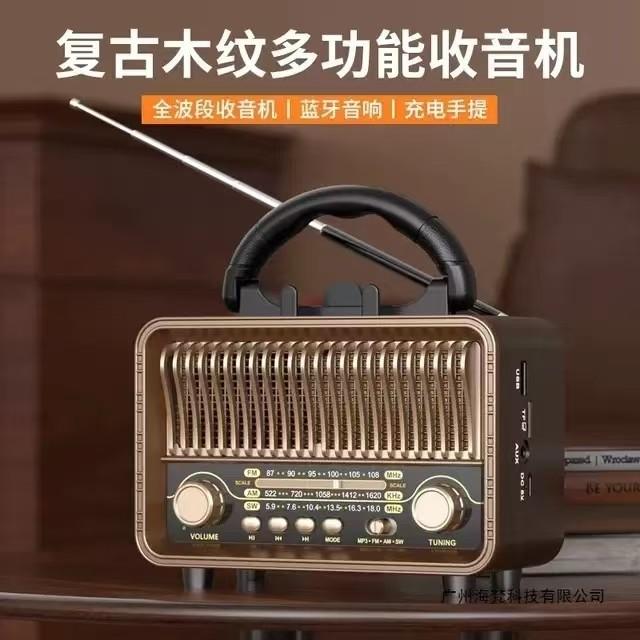 Retro Portable Radio Bluetooth Speaker  Desktop Wood Home Powerful Audio Gift TF/USB