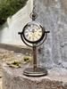 Antique Brass Pocket Watch Desk Clock  Roman Numeral Table Decor