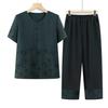 2026 Stylish Mom's Summer Short-Sleeved Suit - Chic Grandma Top and Pants for Middle-Aged and Elderly Women