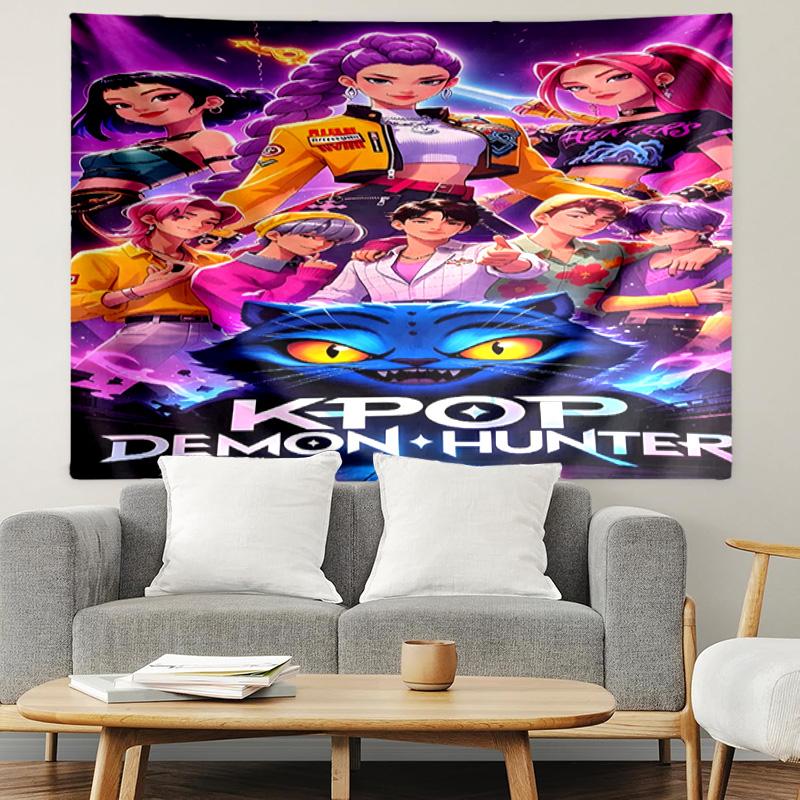 KPop Demon Hunters Print Tapestry, Lightweight Wall Hanging, for Bedroom, Dorm, Living Room, Home Art Decor - Birthday Christmas Gift for Friends