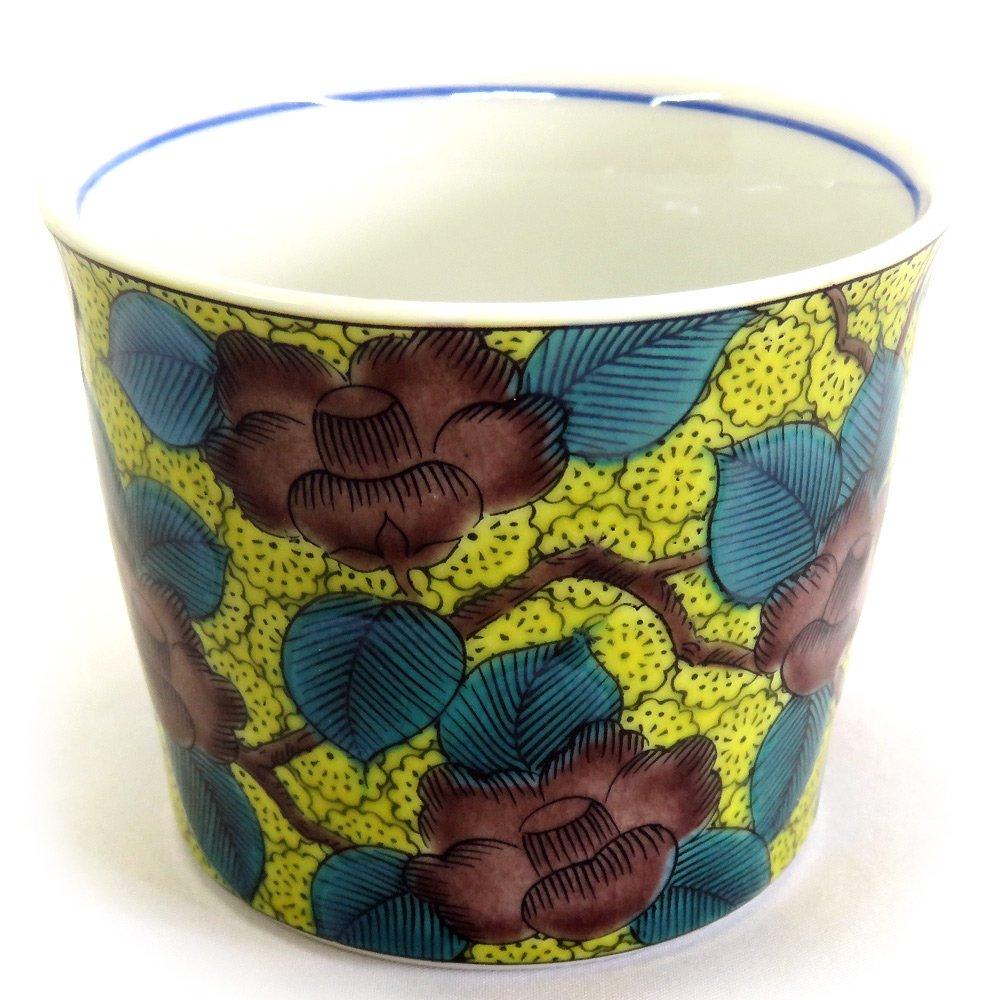 

Waza no Kura Stylish Kutani Ware Soba Choko (Soba Cup) with Blue Camellia Design, Ceramic, High-Quality Brand, Japanese Tableware, Made in Japan