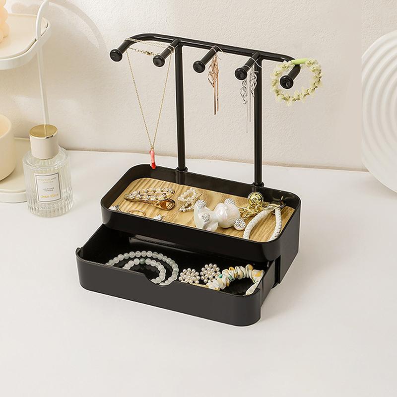 Modeschmuck-Organizer Hängende Anzeige Für Ohrringe Halsketten Schmuckaufbewahrungsregal Mit Holzsockel Armband Ringhalter