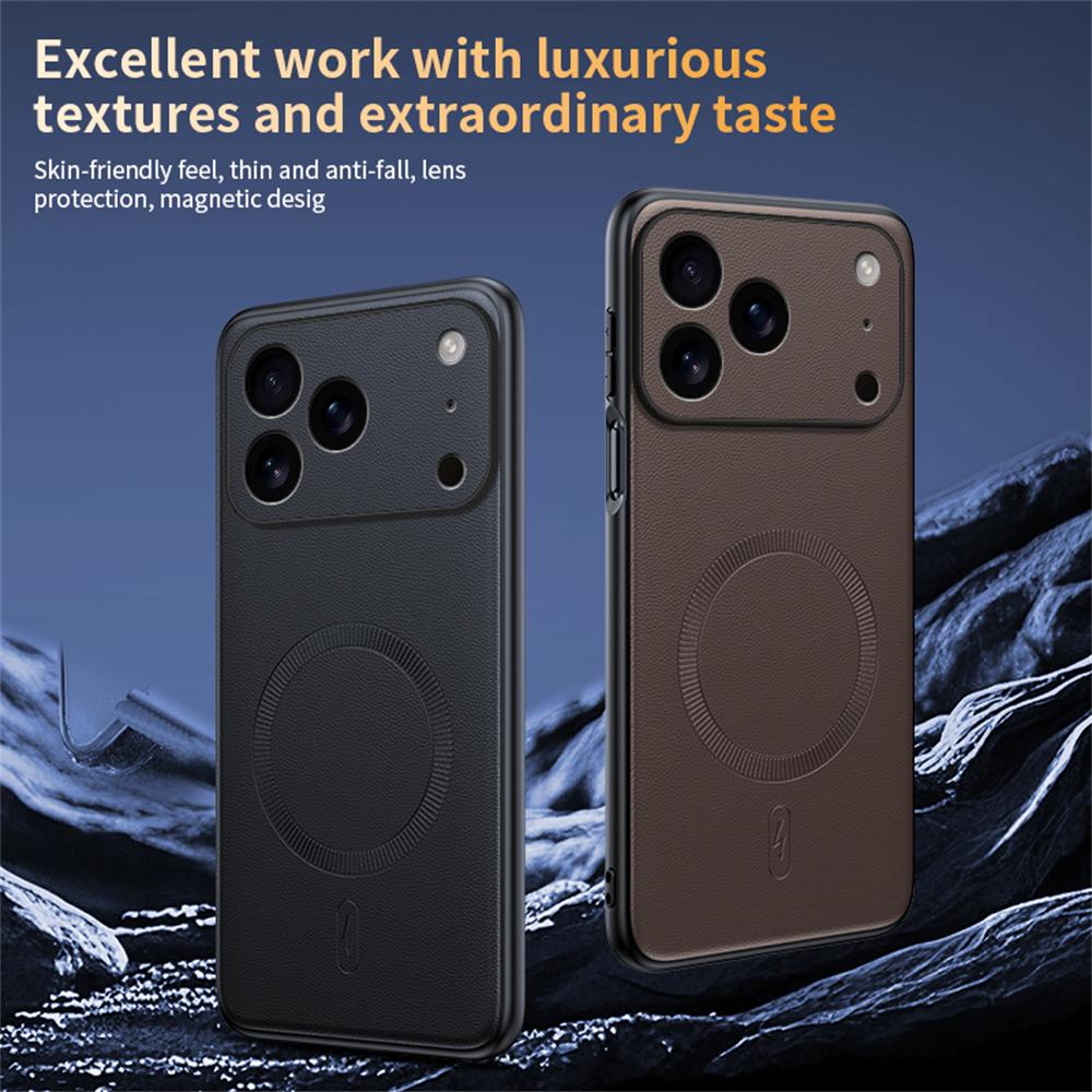 Suede Leather Magnetic Thin Case for iPhone 17 Air 16 15 14 13 Pro Max Plus Wireless Charge for Magsafe Slim Solid Matte Cover
