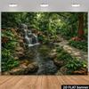 2D Grüner Wald Wasserfall Wandteppich Tropischer Gartenweg Wandkunst Dekor