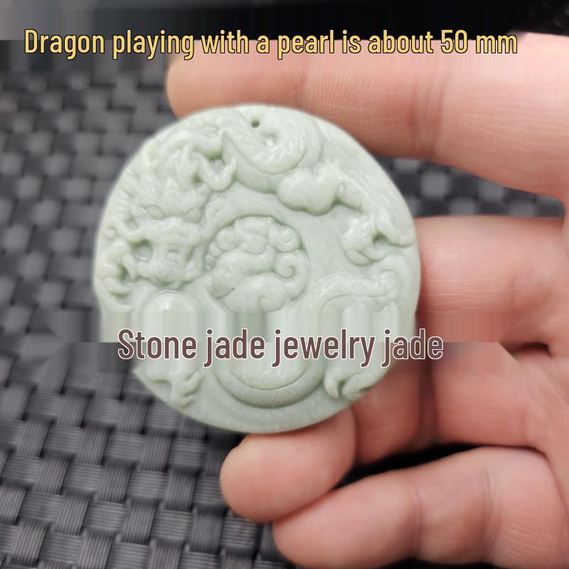 Emerald Green Guanyin Buddha Dragon Jade Pendant - Heart-Shaped Jade Stone for Car or Necklace
