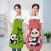 Cartoon Panda Multi-functional Linen Apron Dress Garden Children's Aprons for Woman Man Kids Pink Kitchen Baking Accessories