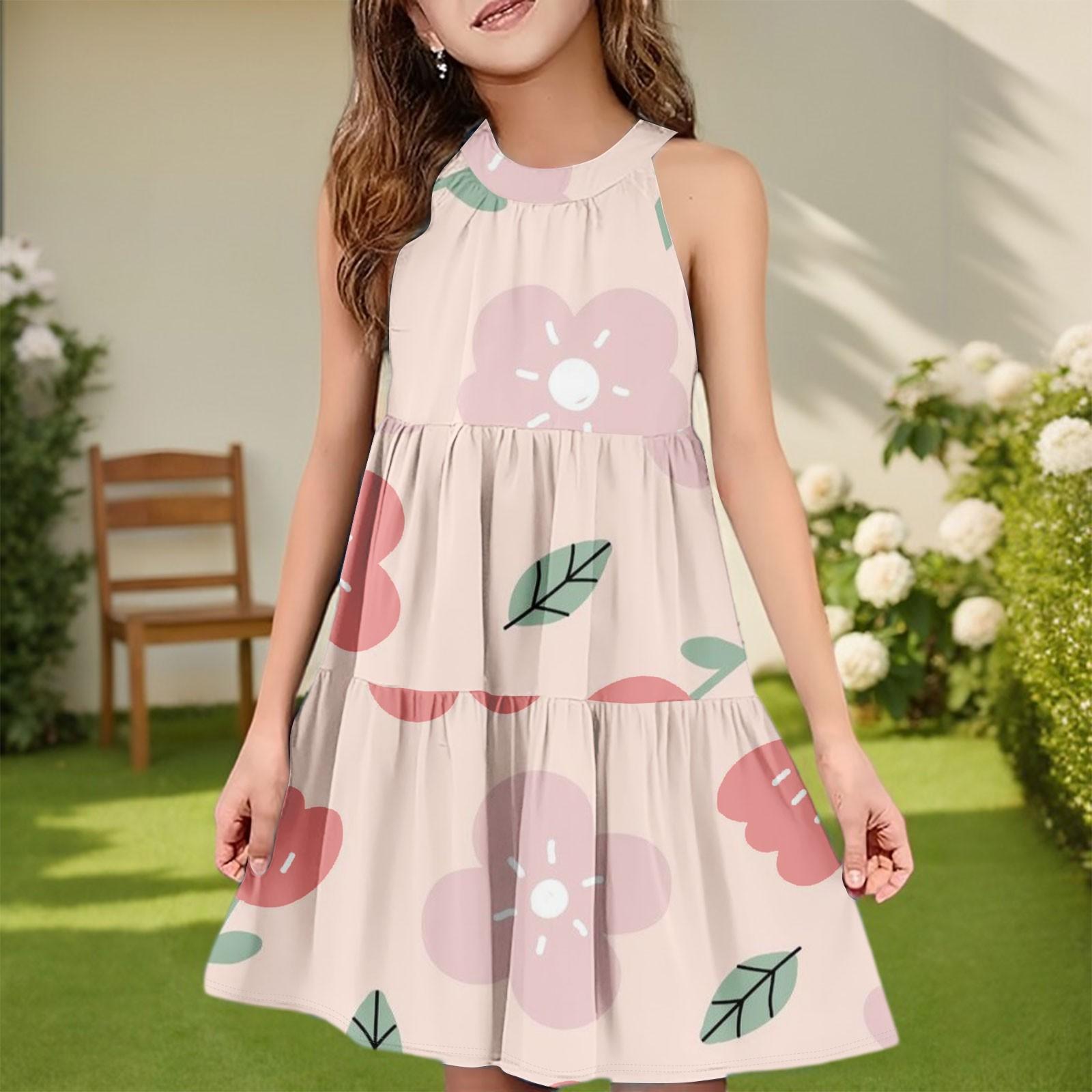 

Дитяча літня повсякденна модна сукня без рукавів з круглим вирізом 150