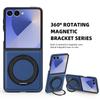KEYSION 360° Rotating Magnetic Ring Stand PU Leather Case for MagSafe for Samsung Z Flip 7 5G 7 SE Wireless Charging Phone Cover