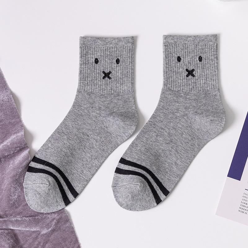 

Женские весенне-осенние модные новые мультяшные спортивные гольфы в студенческом стиле 1 pair серый