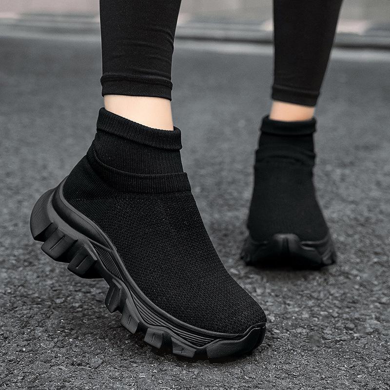 Socks and shoes women's autumn new high-top student casual couple sports short boots large size men's shoes