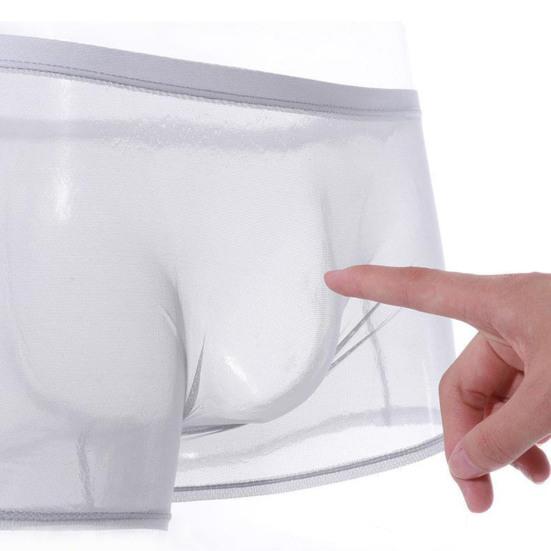 Męskie seksowne, przezroczyste, przezroczyste siateczkowe spodenki-majtki Ultracienkie, bezszwowe, oddychające kalesony ze średnim stanem