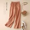 Women's High-Waisted Cotton-Linen Wide-Leg Pants - 2024 Summer Slimming, Versatile, Loose, Straight-Leg Design