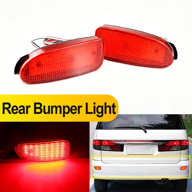 2PCS Rear Bumper Led Lights For Toyota Previa Estima 30 Rear Reflector Tail Lamp Signal Brake Stop Running Fog Light Smoked/Red