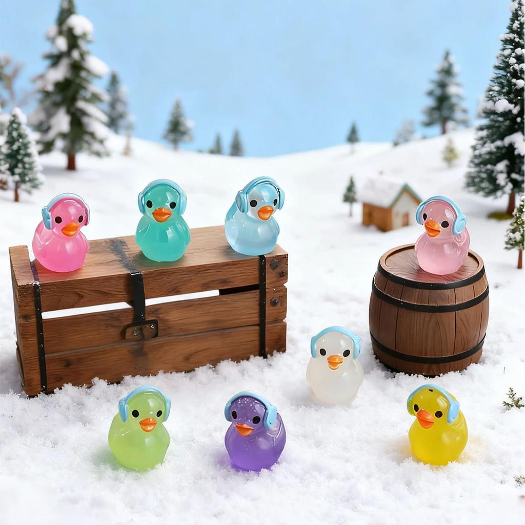 Canard Non Toxique Luminescent dans le Noir Avec Casque 10/20 Pièces Résine Lumineuse Décor Thème Musique Pour Jardin de Fées