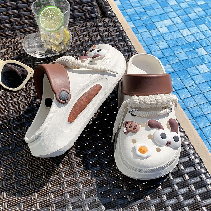 Cute bunny strap thick-soled hole shoes women's summer wet eva beach slippers fashion casual cool slippers