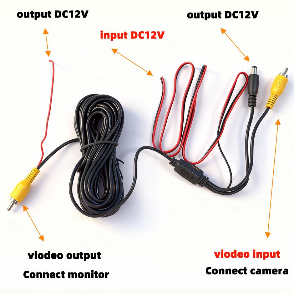 

RCA AV Cord 6.5M Video Cable with DC Power 5.5mm Connector for Rear View Backup Camera Reverse Camera Car Multimedia Monitor