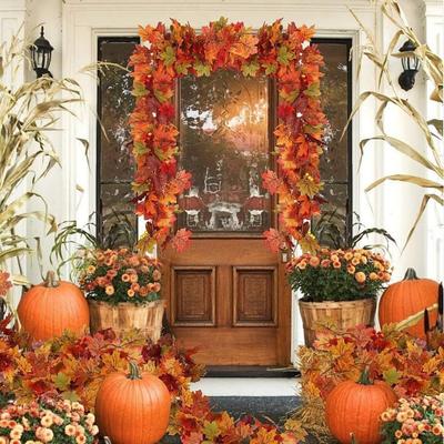 Decorazione Spiedino Foglia d'Acero Autunnale (Foglie Doppie Grandi e Piccole), Festa di Halloween, Decorazione Portico del Ringraziamento (escluse le batterie), Natale