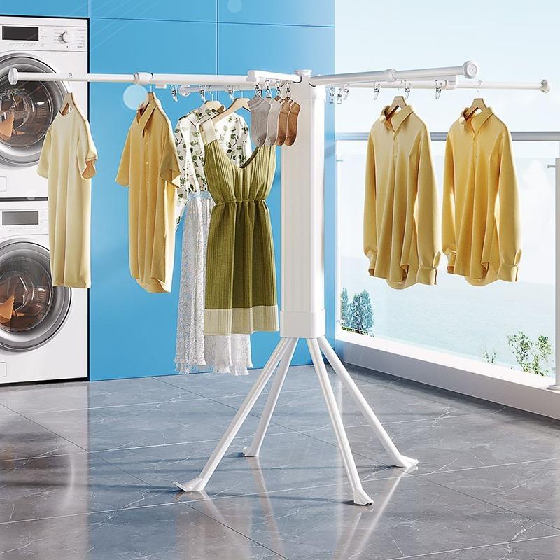 Modern Portable Drying Racks Folding Floor-standing Drying Rack Balcony Clothes Shelf Bathroom Laundry Storage Shelf with Clip