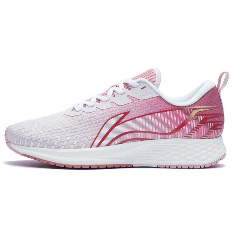 Li Ning Fabric Slip Resistant And Breathable Low top Running Shoes Women's White Red ARMR022-7