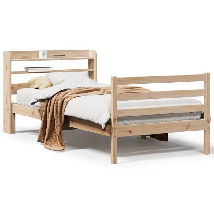 VidaXL Cadre de lit et tête de lit 100x200 cm bois de pin massif, lit, mobilier de chambre à coucher, lit en bois, lit 3306641
