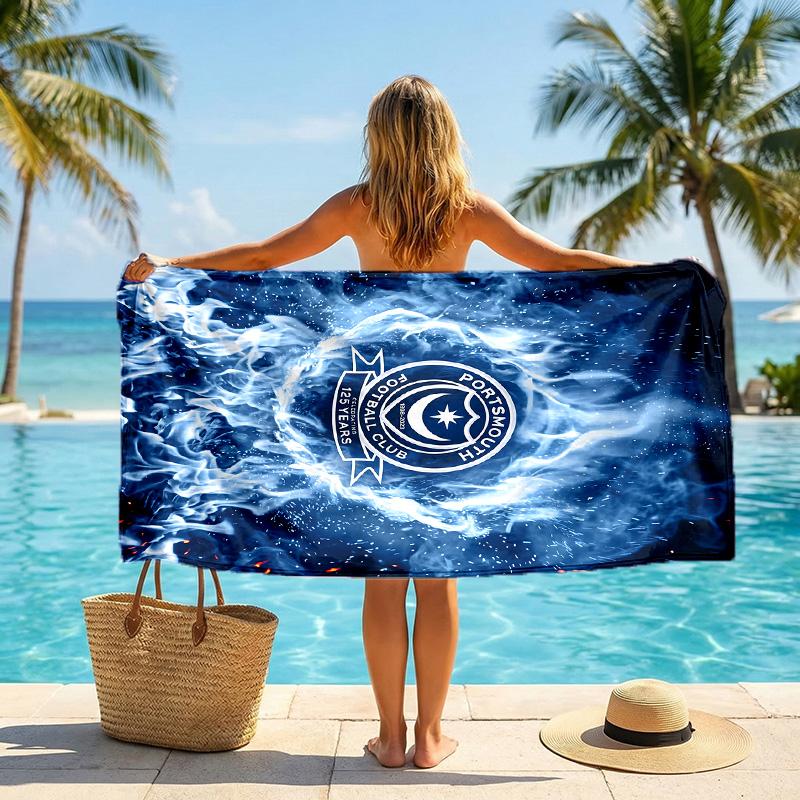 Stampa Portsmouth FC Asciugamano da Spiaggia Quick Dry Microfibra Assorbente Portatile da Viaggio Asciugamano per Nuoto