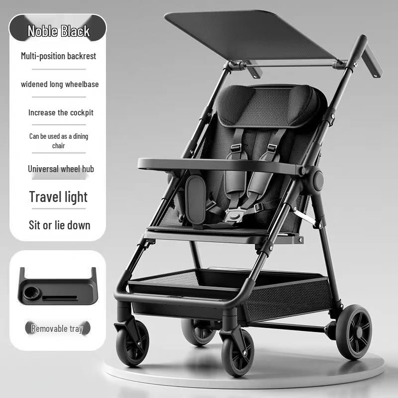Compact Foldable Baby Stroller: Lightweight, One-Button Fold for Travel and Commuting