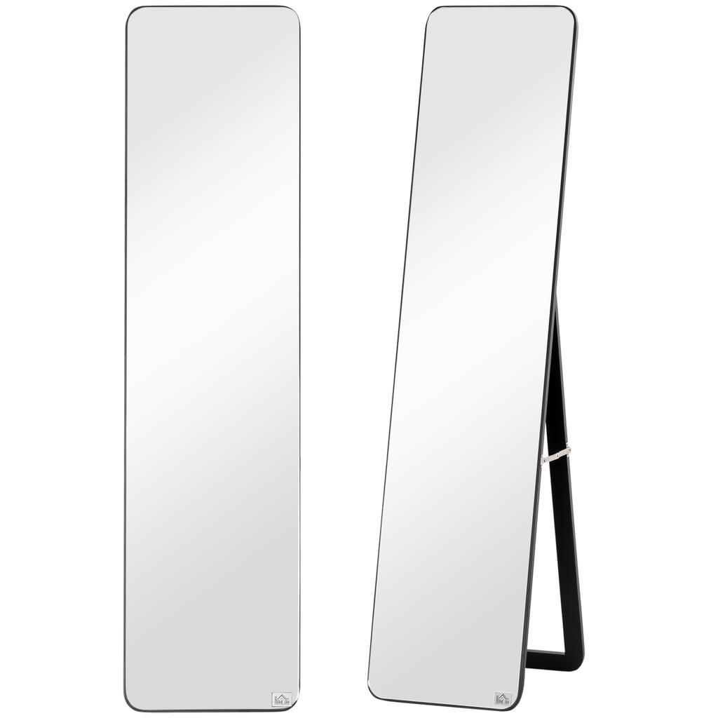 Full Length Mirror, 156 X 37 Cm Rectangular Full Body Mirror with Stand, Floor Standing, Hanging or Leaning Against Wall for Bedroom Cloakroom, Black